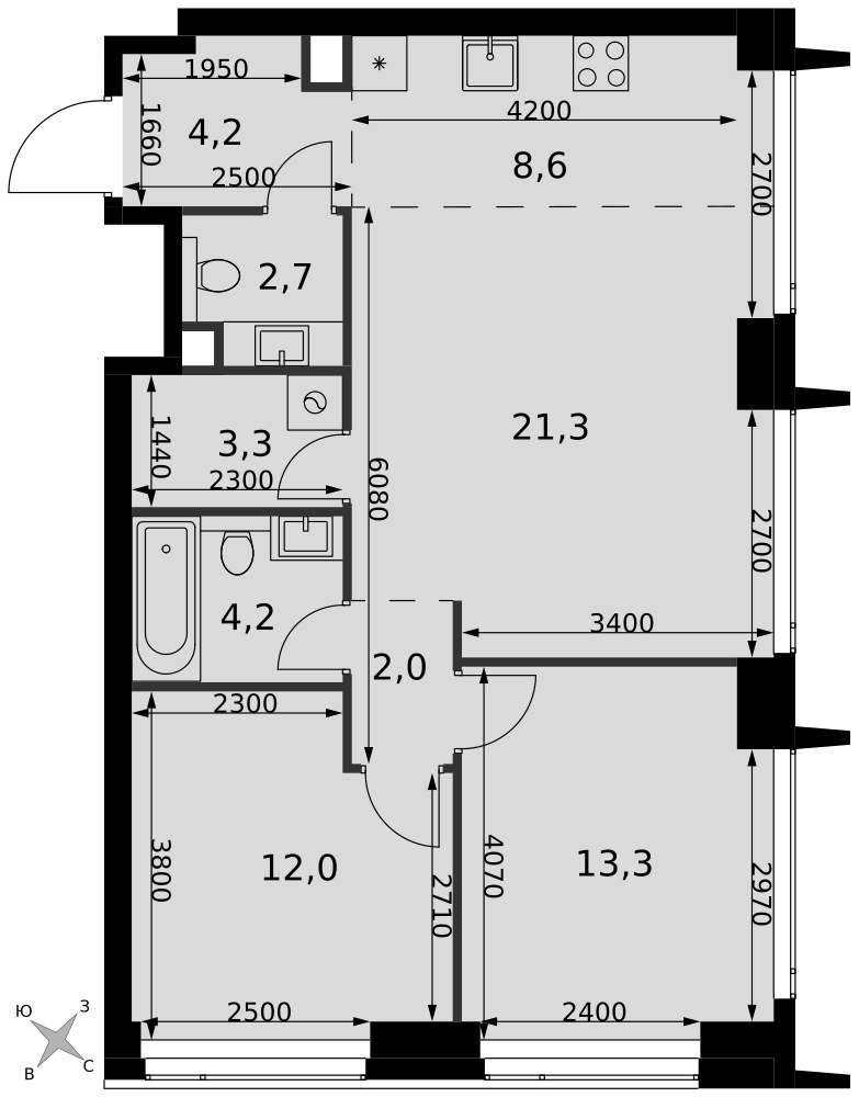 Планировка 71.6 м²