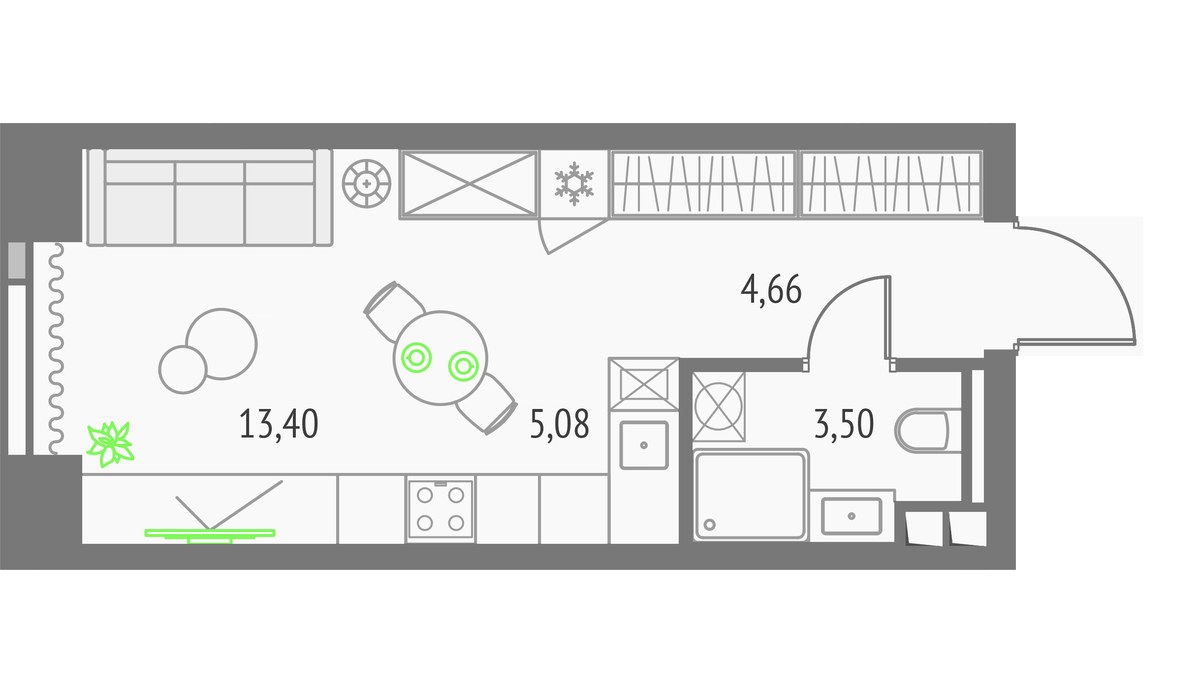 Планировка 26.64 м²