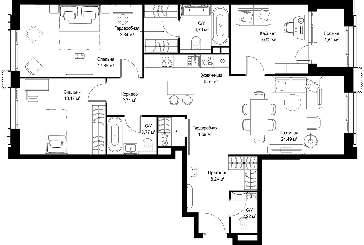 Планировка 99.5 м²