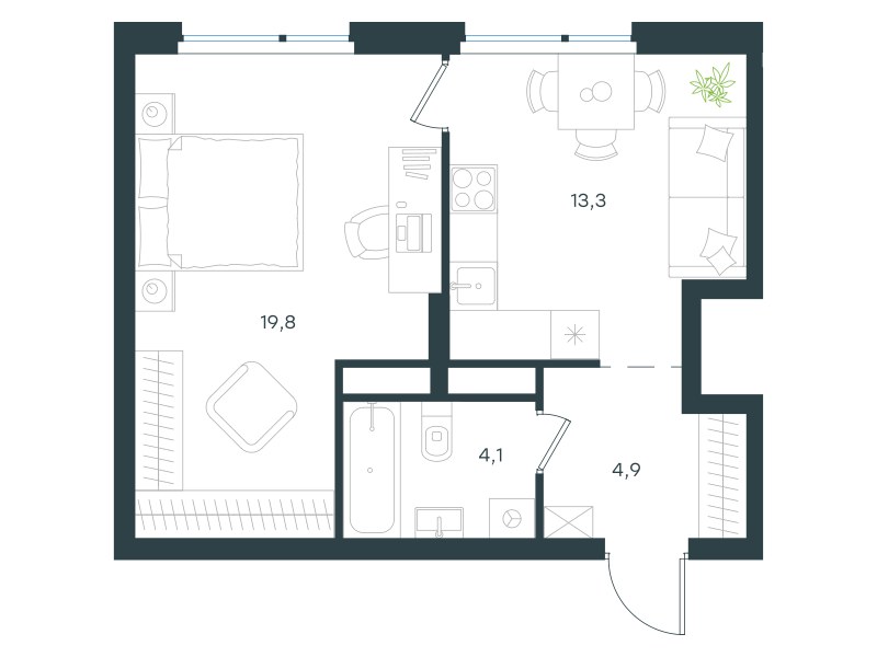 Планировка 42.1 м²