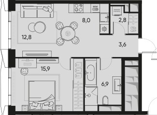 Планировка 50.0 м²