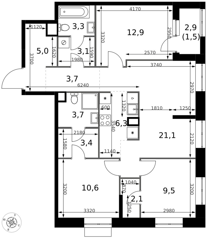 Планировка 86.2 м²