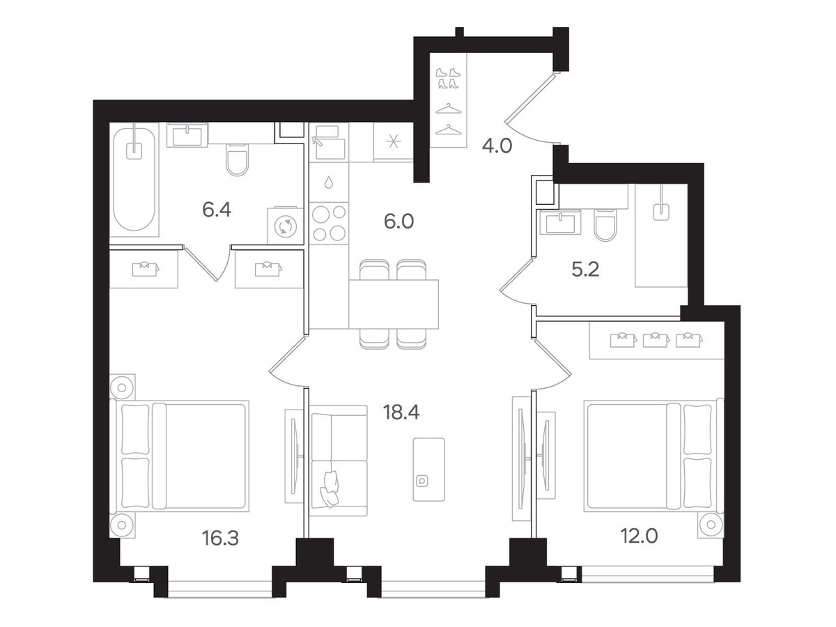 Планировка 68.3 м²