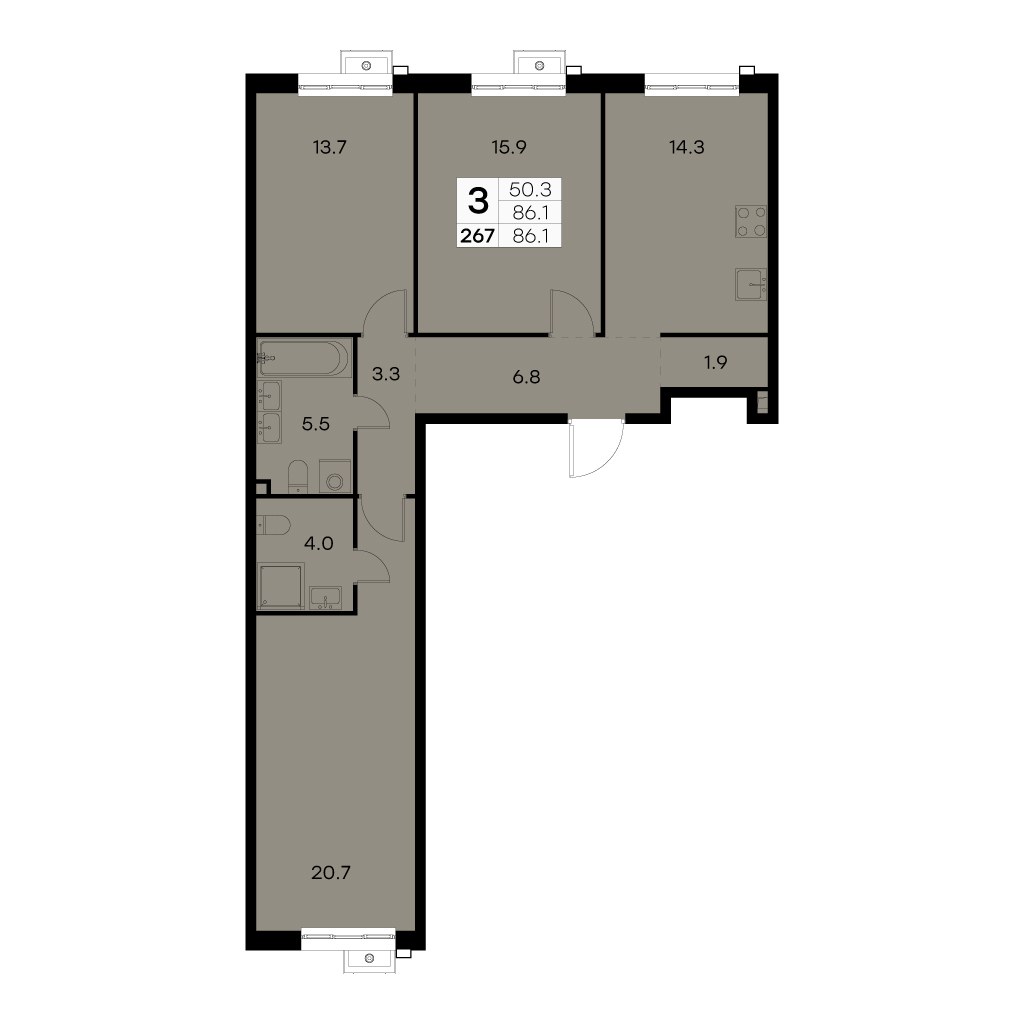 Планировка 86.1 м²