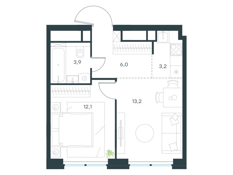 Планировка 38.4 м²