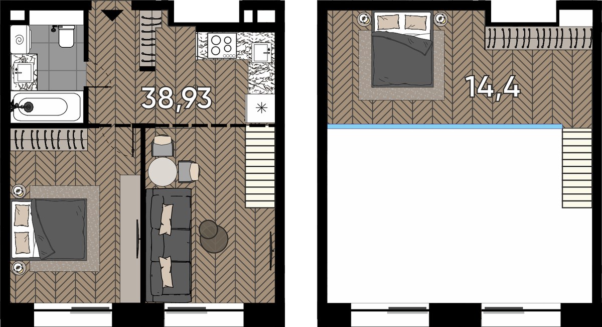 Планировка 38.93 м²