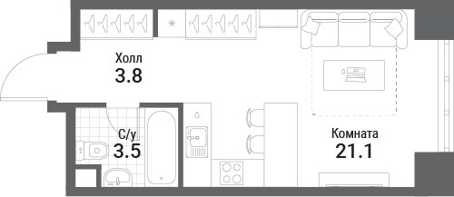 Планировка 28.4 м²