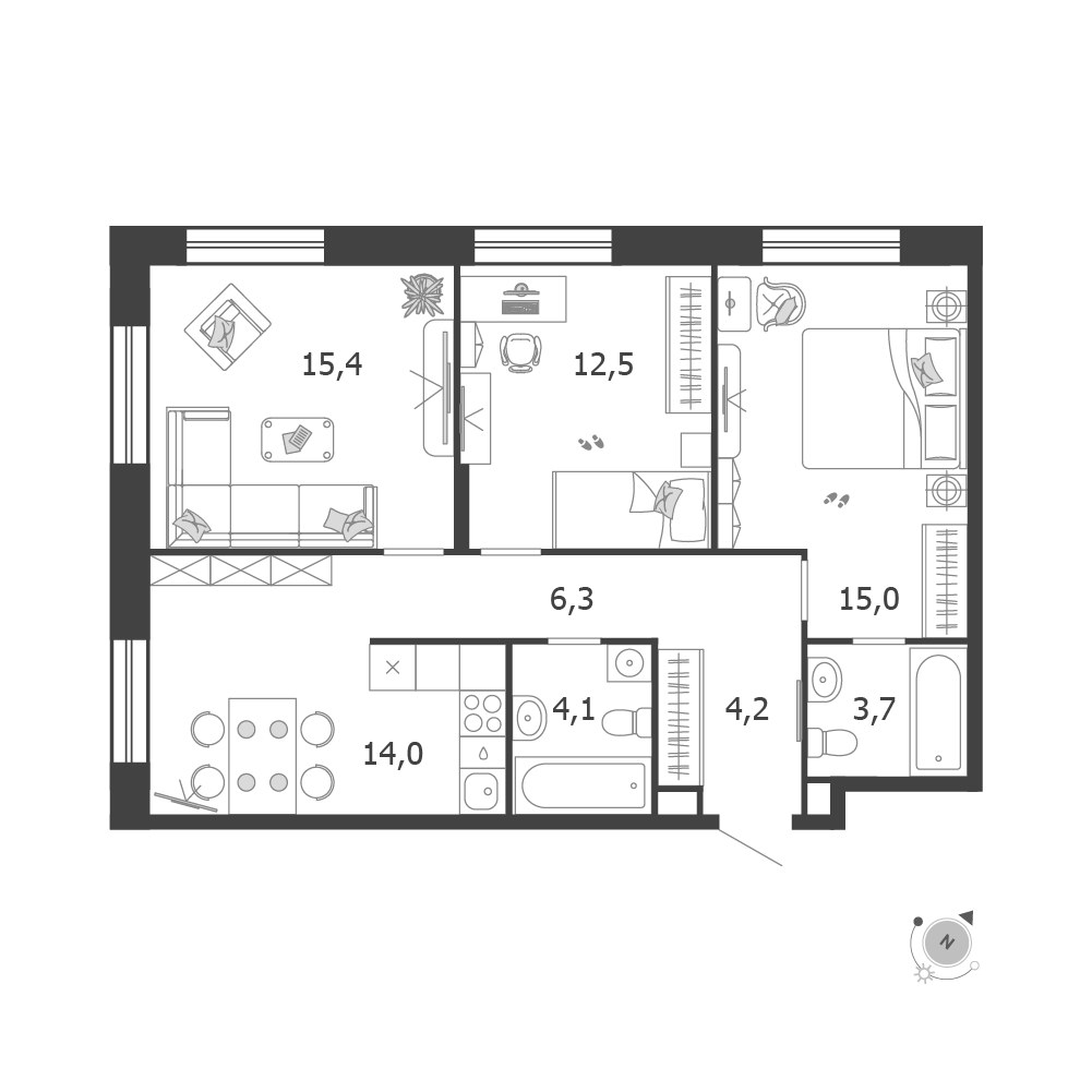 Планировка 75.2 м²