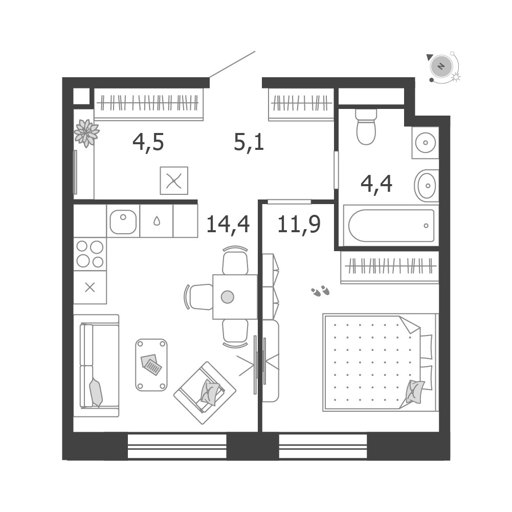 Планировка 40.3 м²