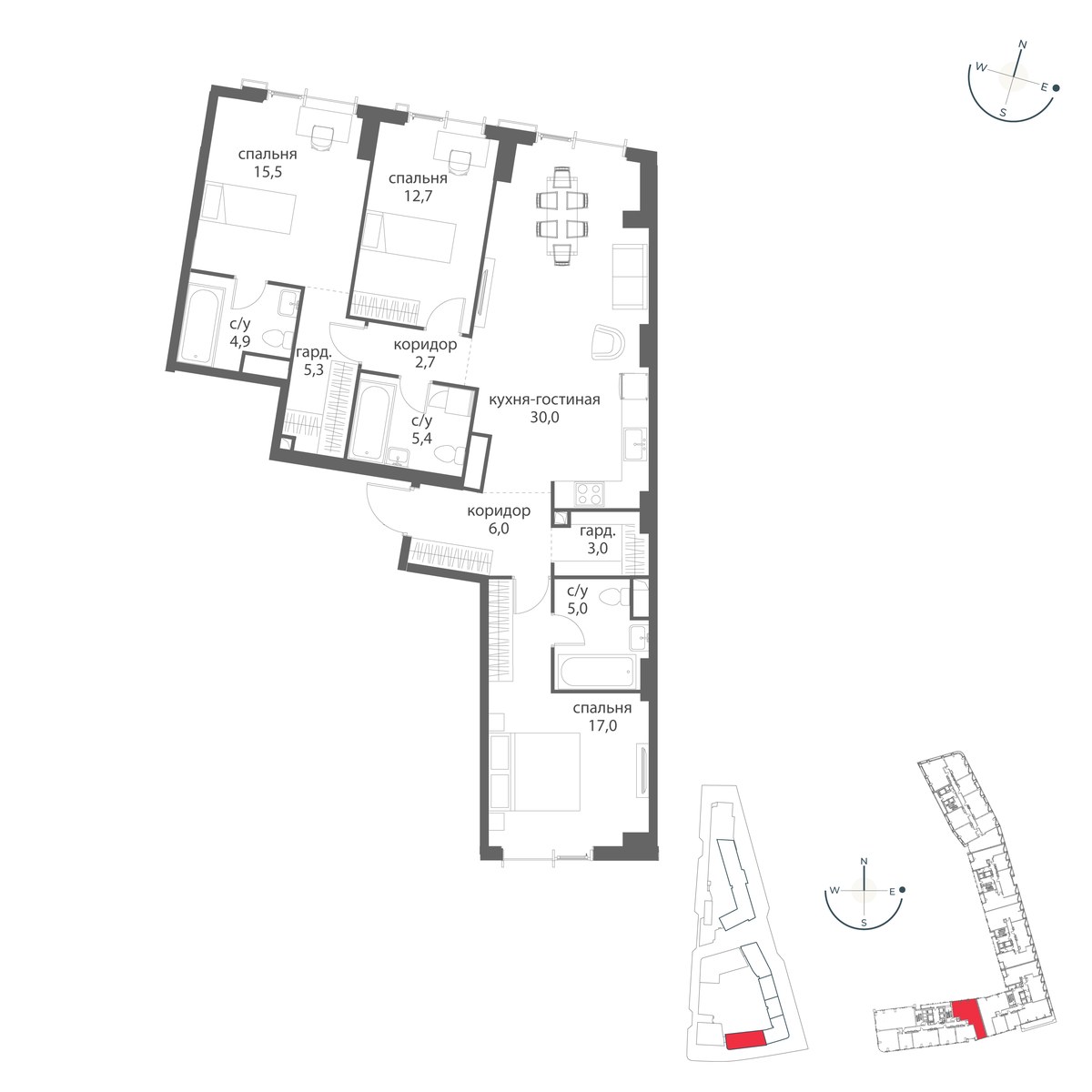 Планировка 107.5 м²