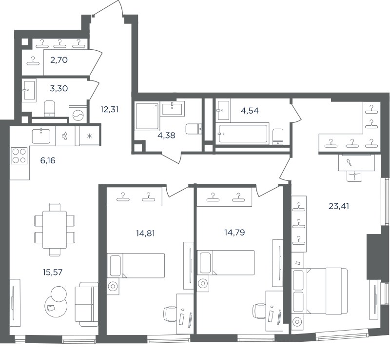 Планировка 101.97 м²