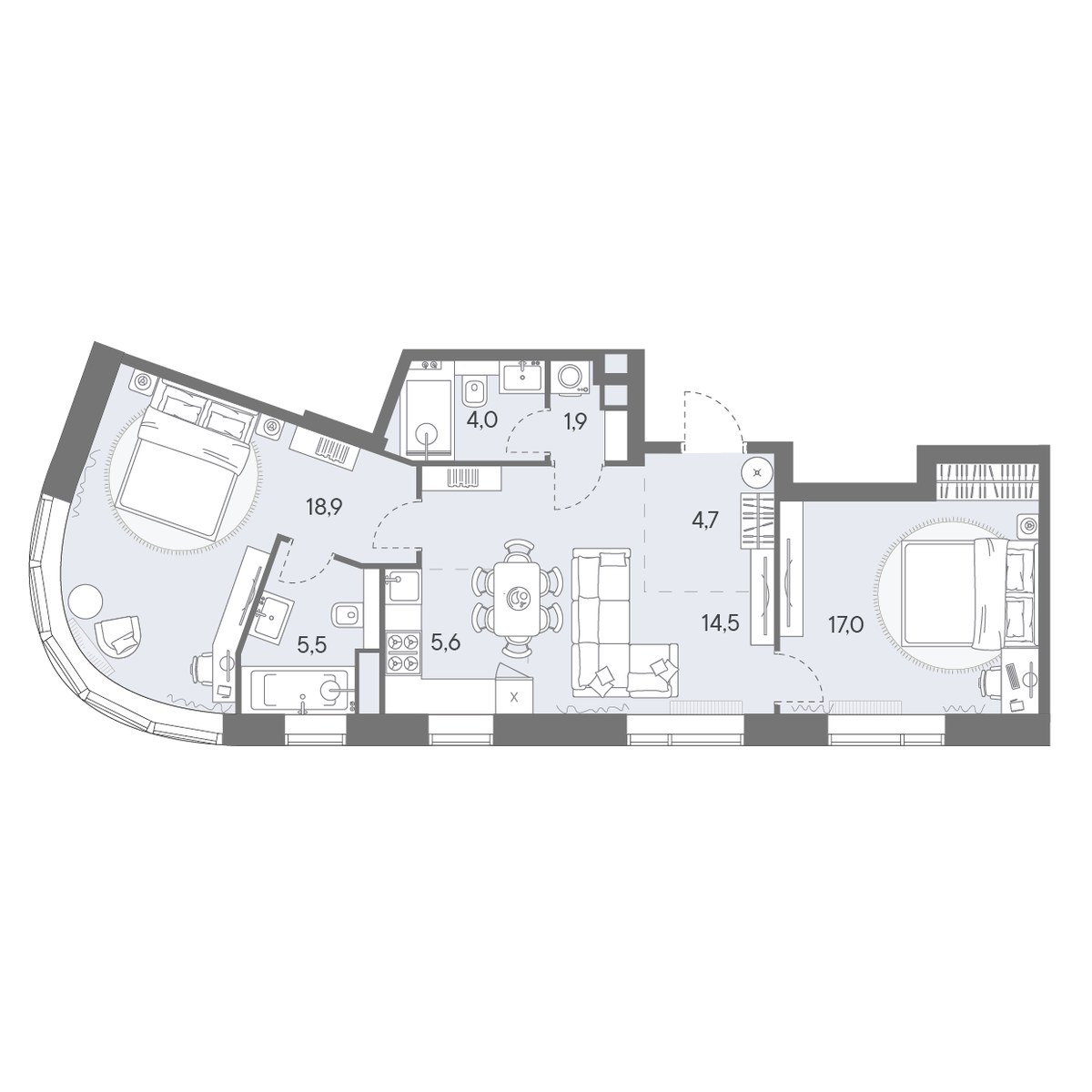 Планировка 72.1 м²