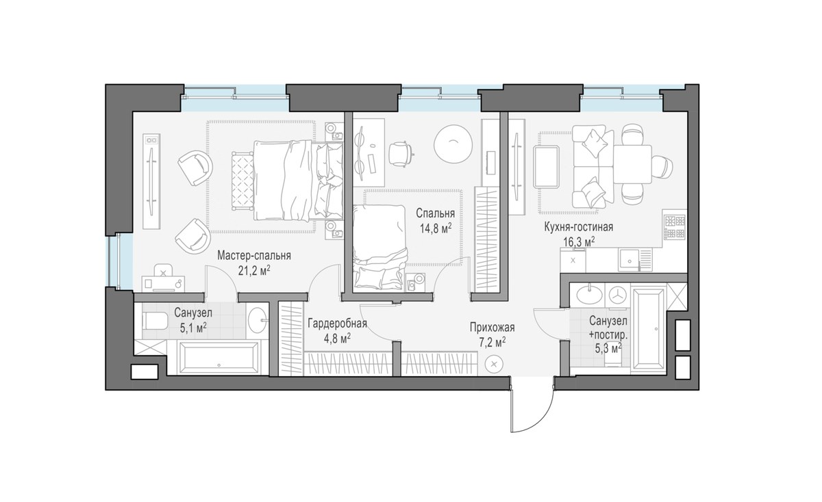 Планировка 79.3 м²