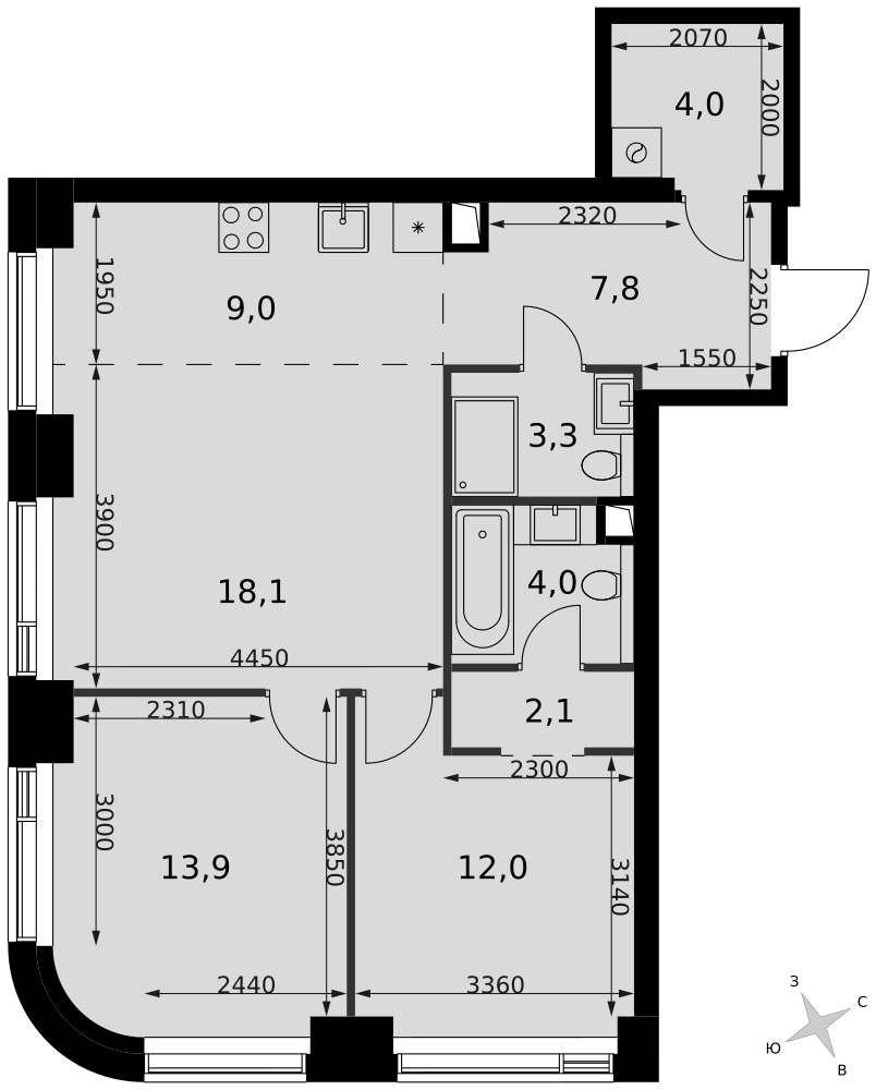 Планировка 74.2 м²