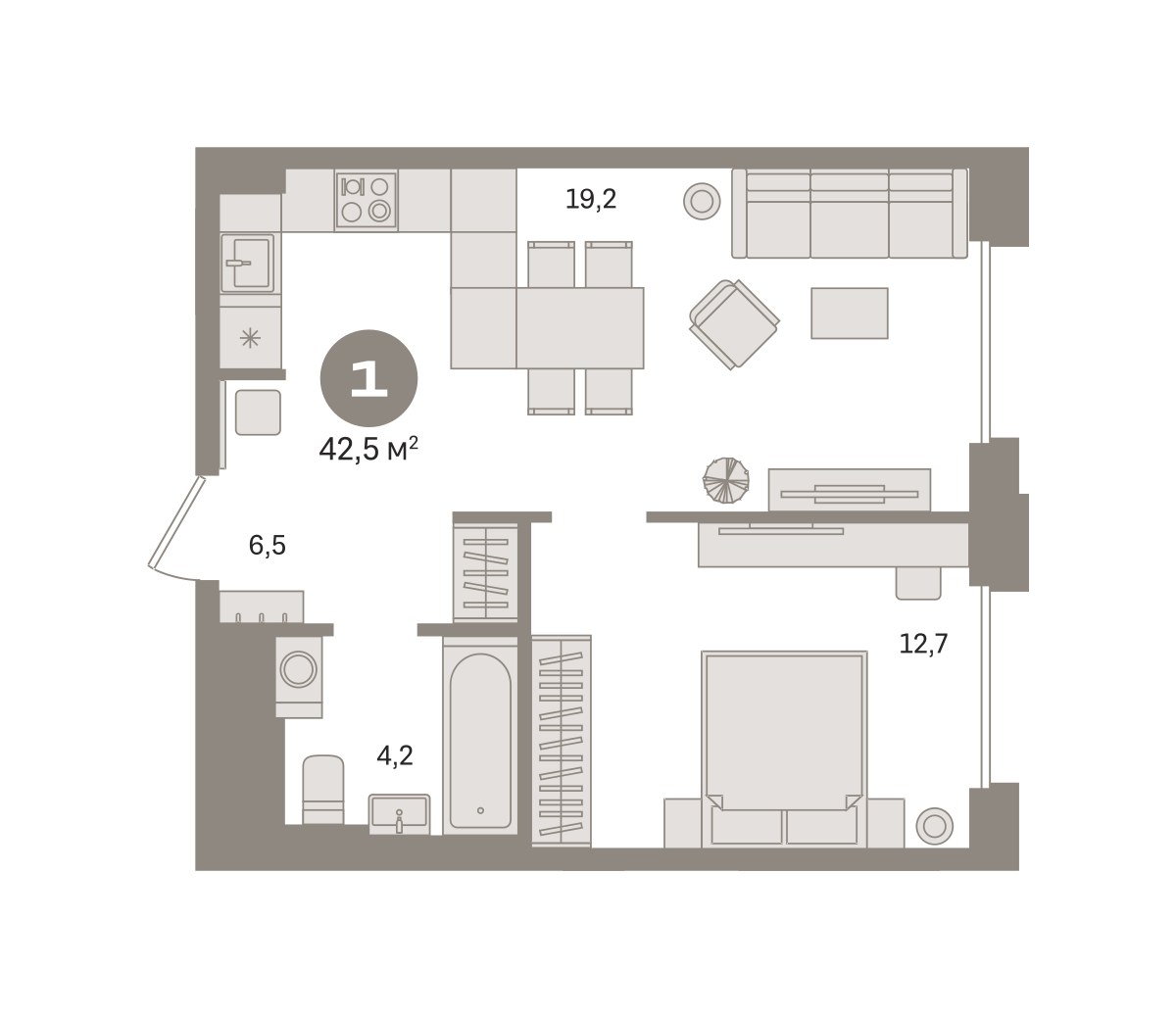 Планировка 42.48 м²