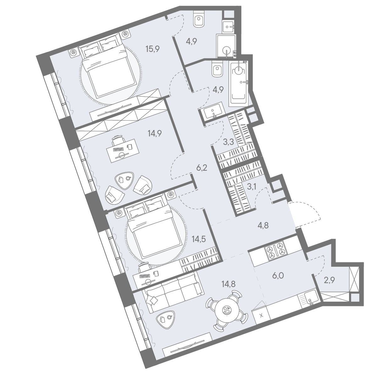 Планировка 96.2 м²