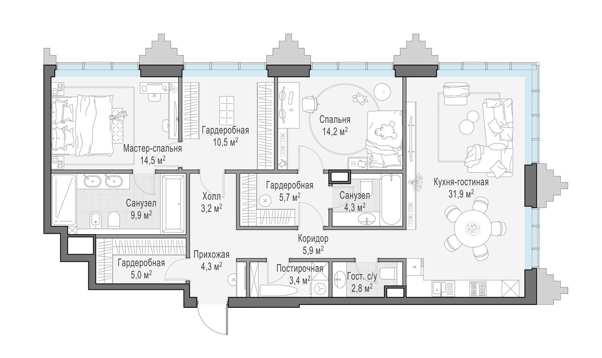 Планировка 115.6 м²