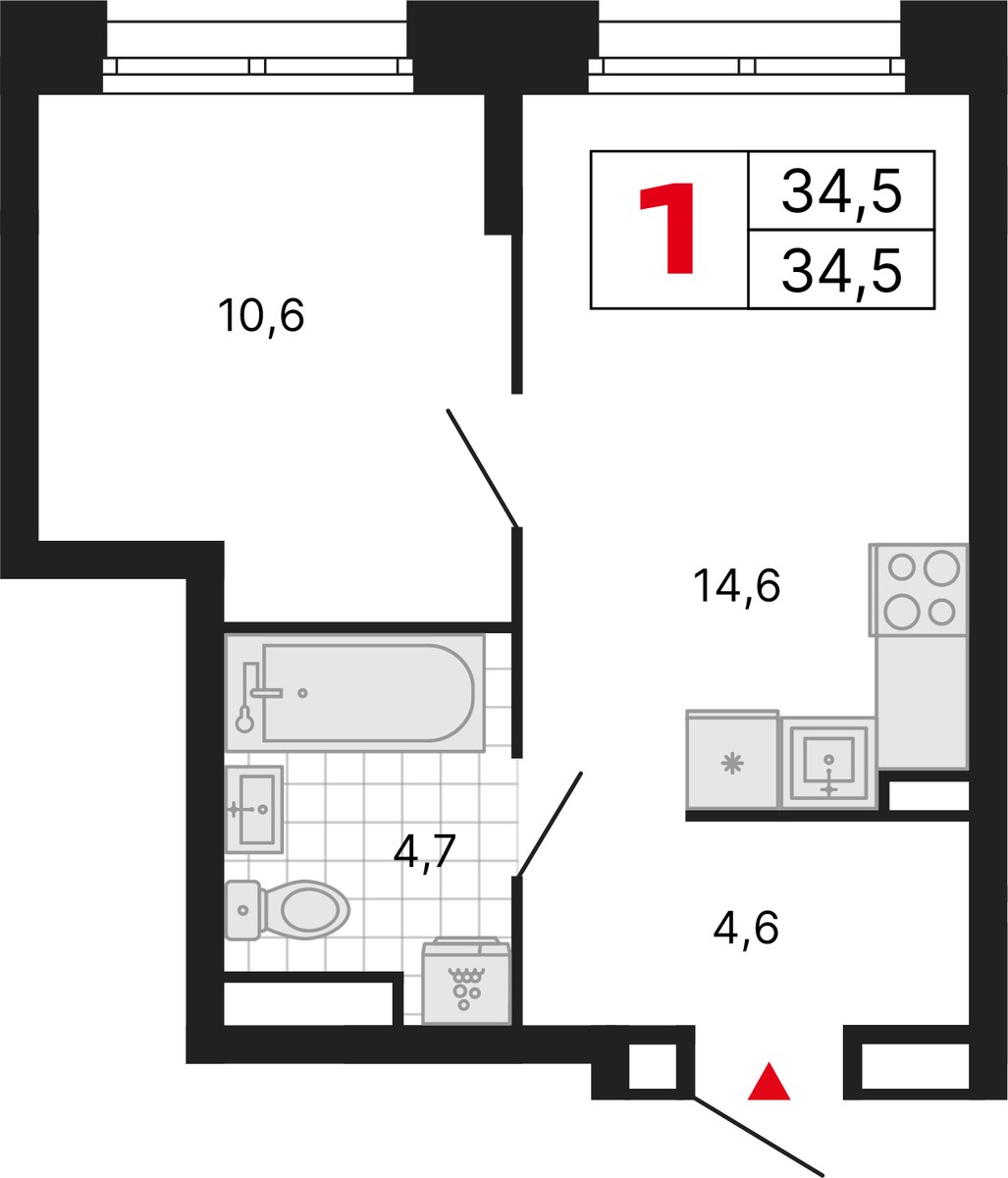 Планировка 34.5 м²
