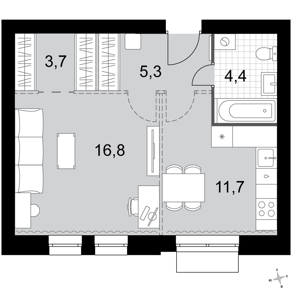 Планировка 41.9 м²