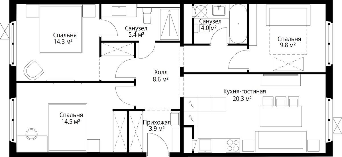 Планировка 80.8 м²