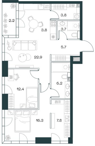 Планировка 84.1 м²