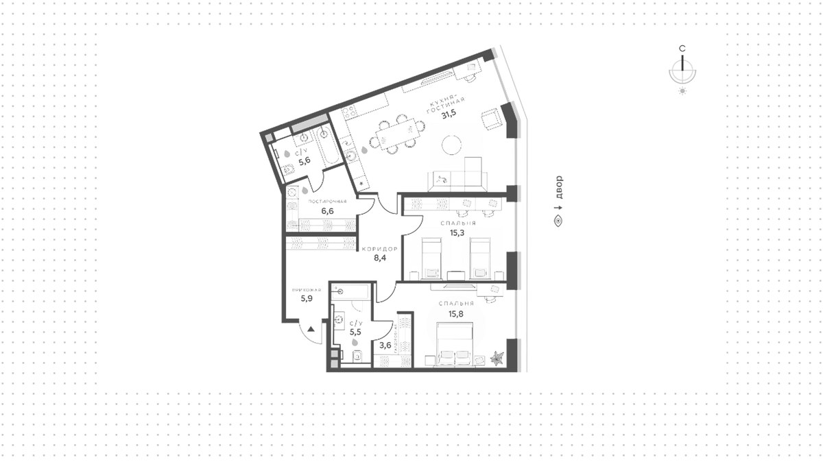 Планировка 96.9 м²