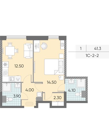 Планировка 41.3 м²