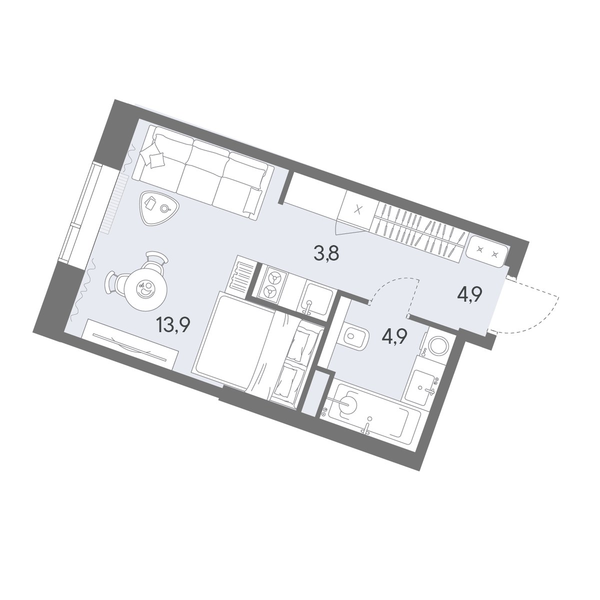 Планировка 27.5 м²