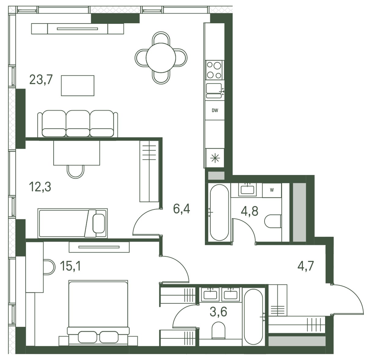 Планировка 70.6 м²
