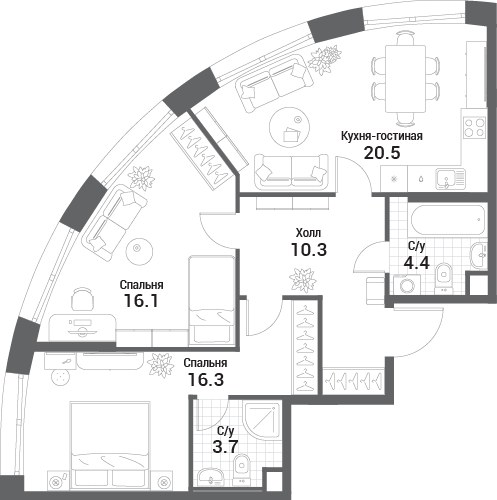 Планировка 71.3 м²