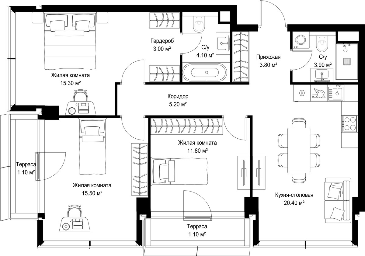 Планировка 85.2 м²