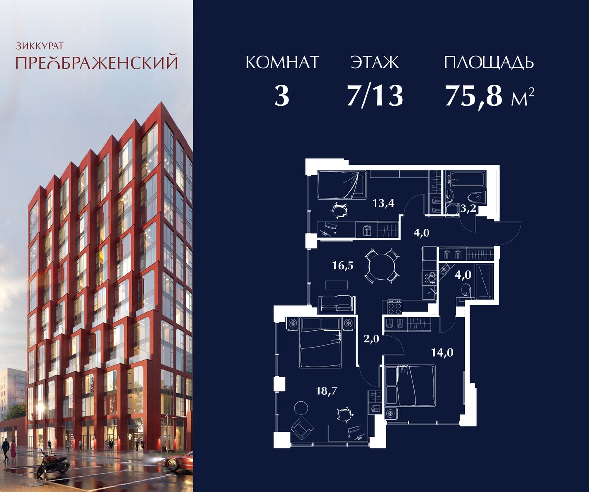 Планировка 75.8 м²