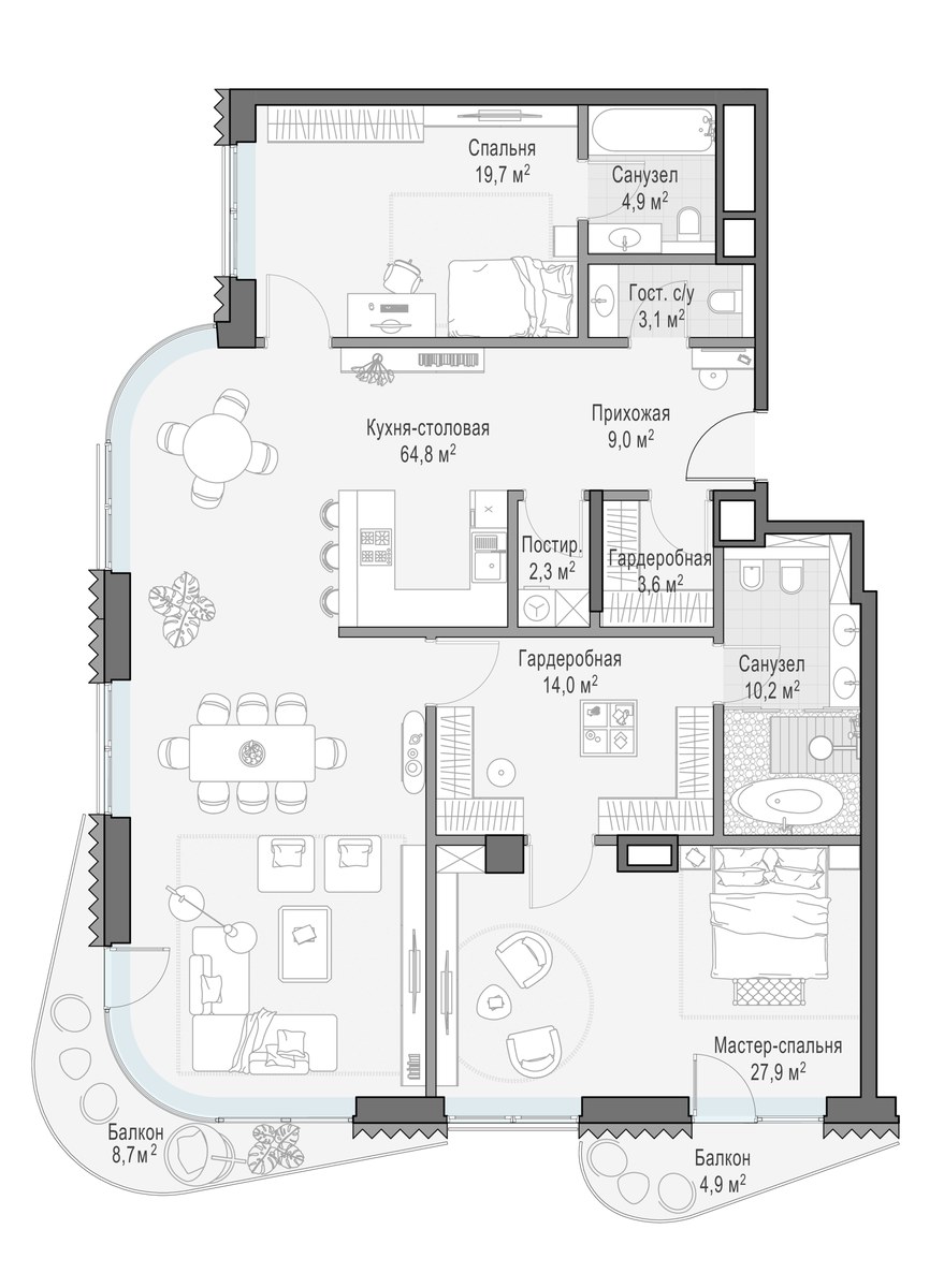 Планировка 161.6 м²