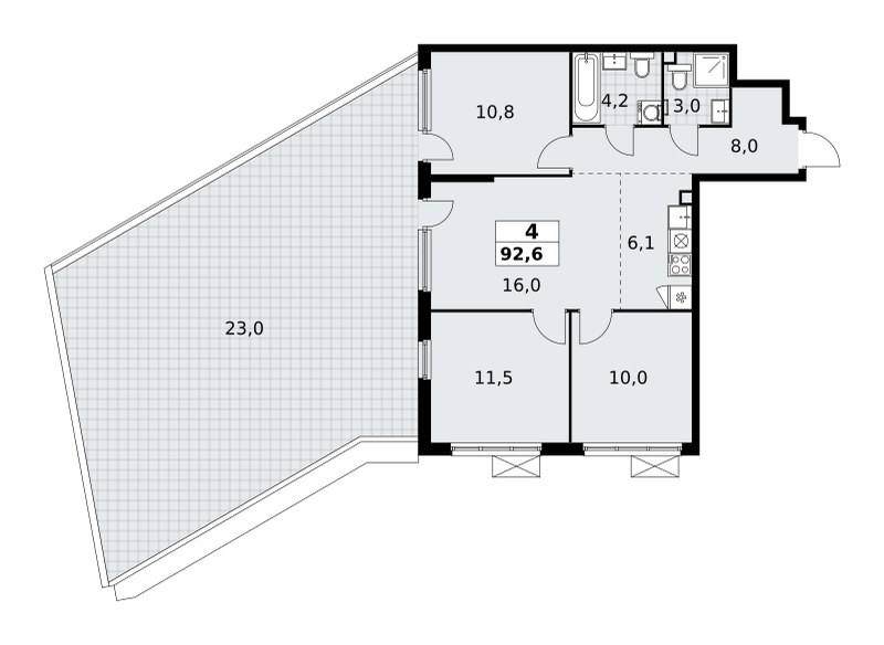 Планировка 92.6 м²