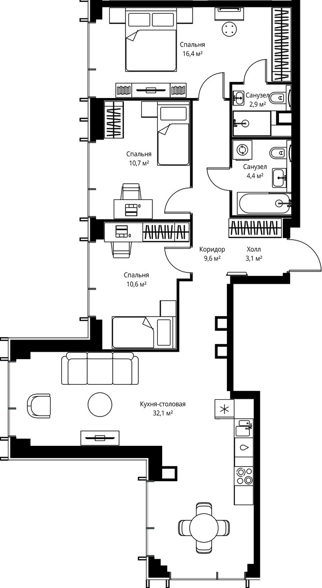 Планировка 89.8 м²