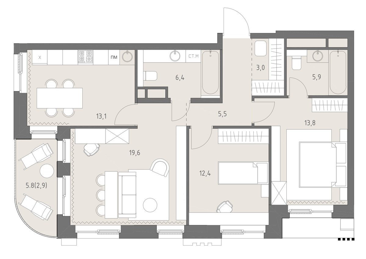 Планировка 83.4 м²