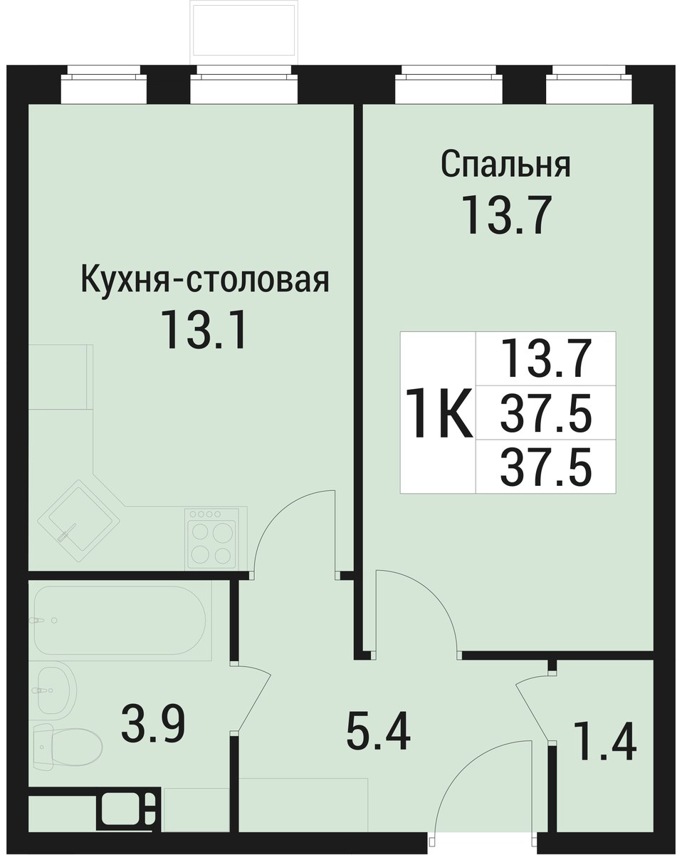 Планировка 37.5 м²