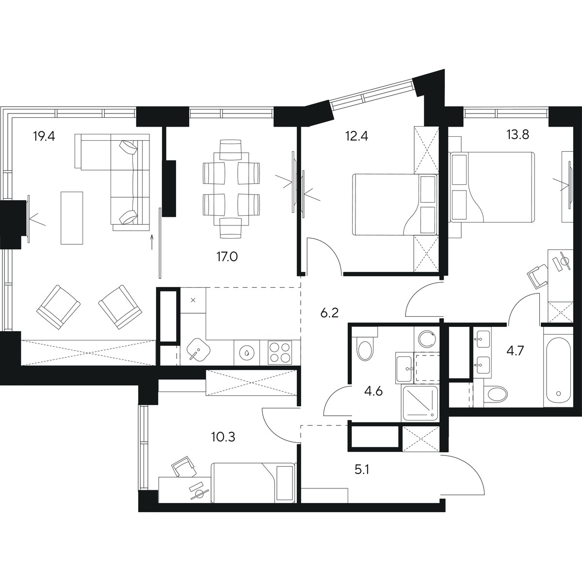 Планировка 93.5 м²