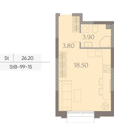 Планировка 26.2 м²