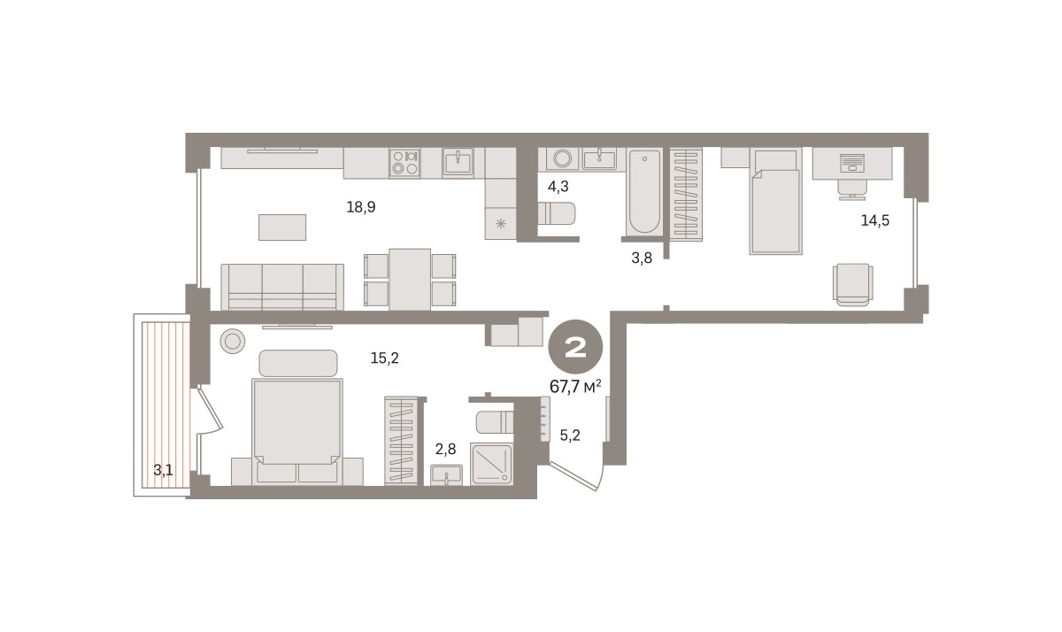 Планировка 67.63 м²