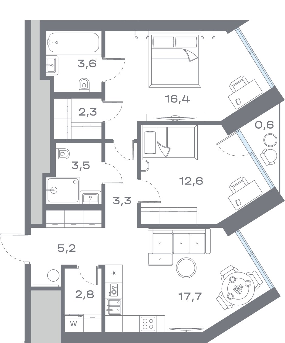 Планировка 67.89 м²