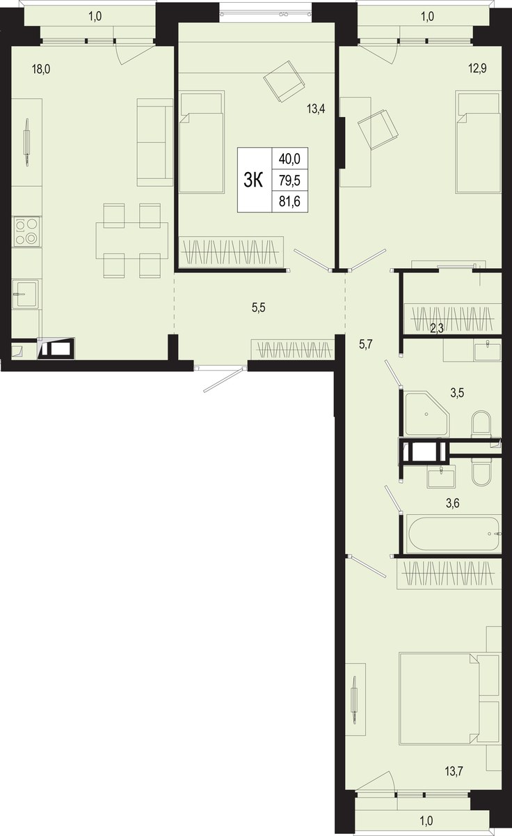 Планировка 82.8 м²