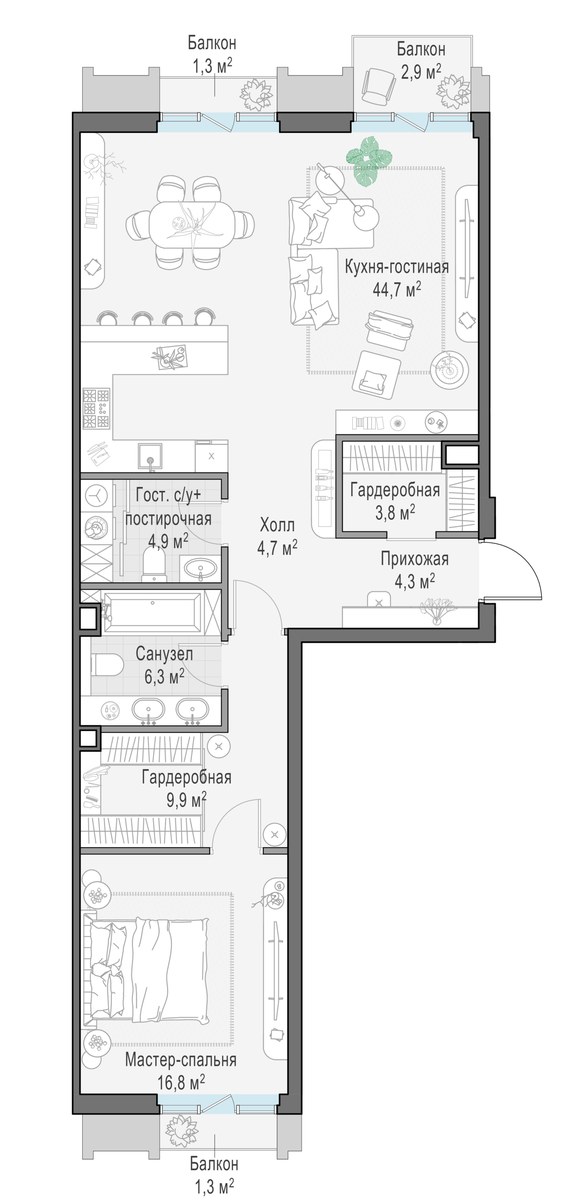 Планировка 97.0 м²
