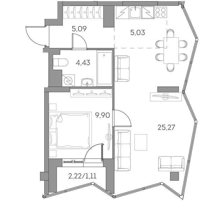Планировка 50.83 м²