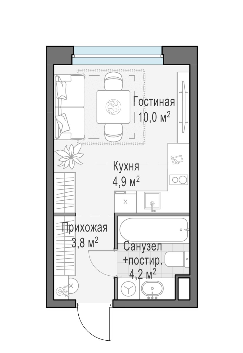 Планировка 22.9 м²