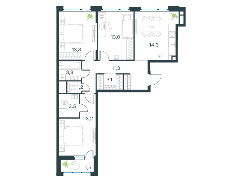 Планировка 78.2 м²