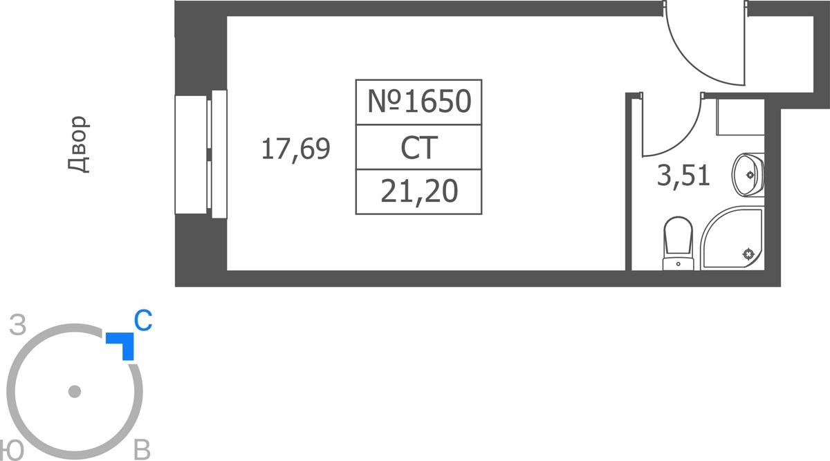Планировка 21.2 м²