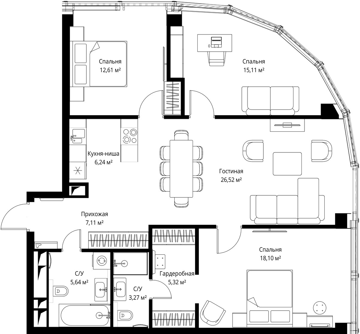 Планировка 99.5 м²