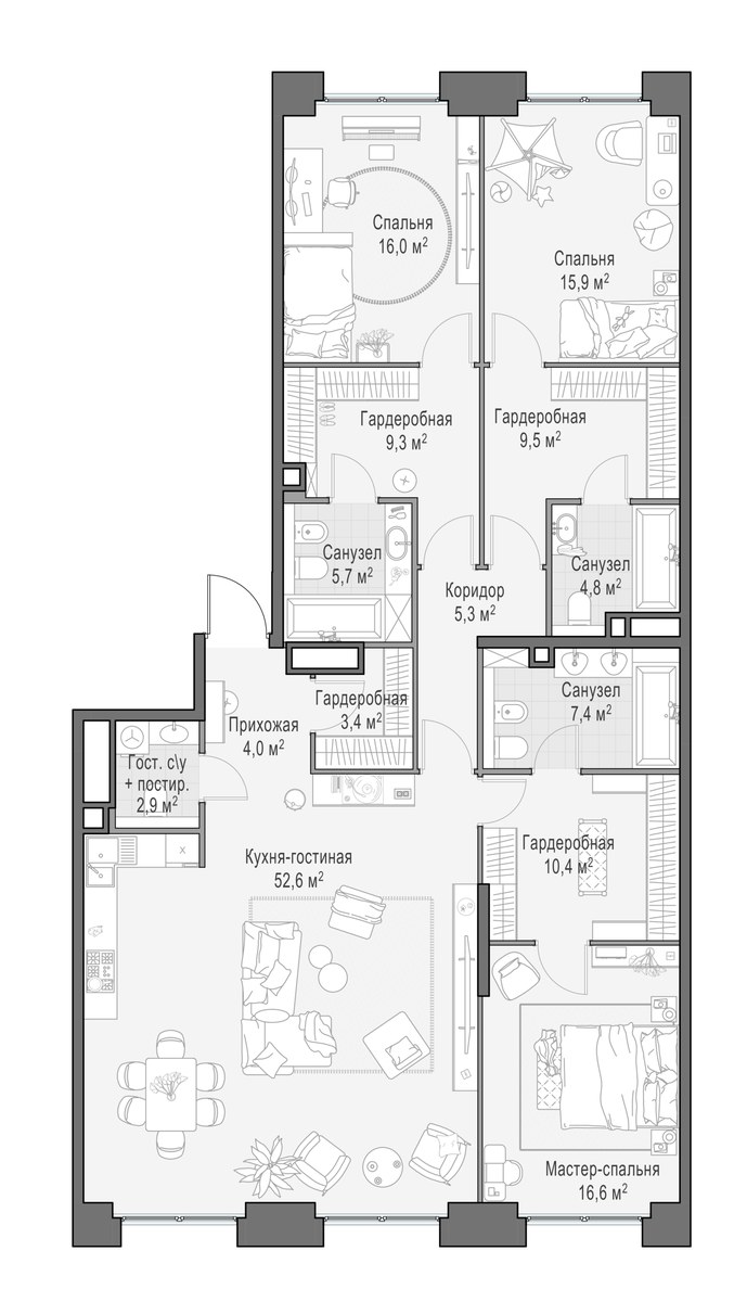 Планировка 163.8 м²