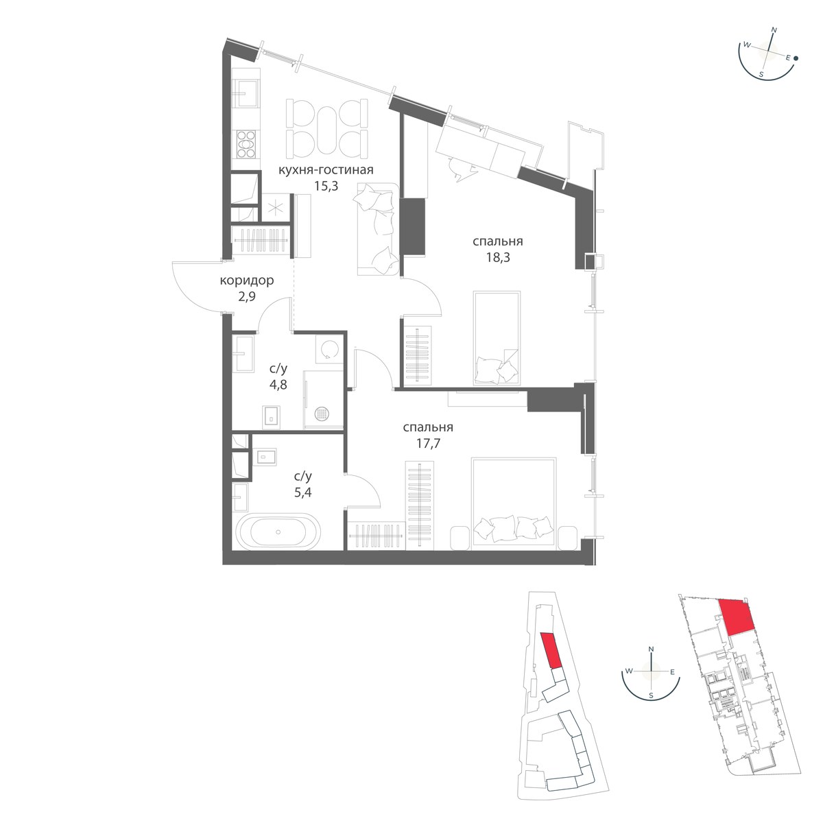 Планировка 64.4 м²